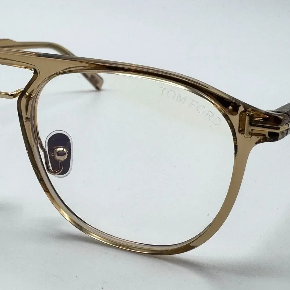 Tom Ford Eyeglasses Frame TF5982-B 045 Shiny Light Brown Pilot 52-20-145mm